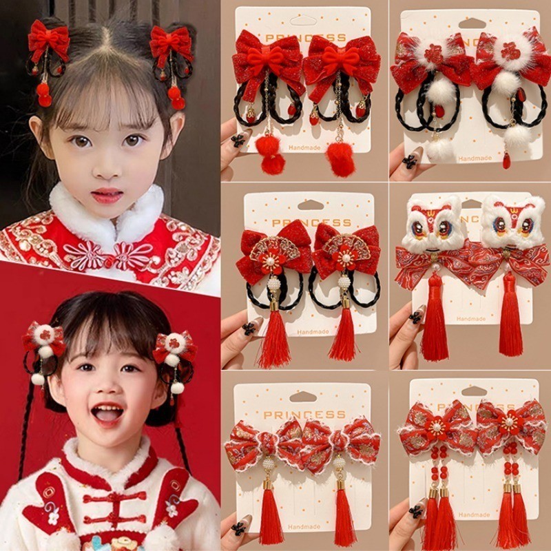 ของขวัญปีใหม่2ชิ้นชุดสีแดงปีใหม่กิ๊บสําหรับเด็กแฟชั่นน่ารักปีใหม่กิ๊บสีแดงอุปกรณ์ผมของขวัญวันหยุด