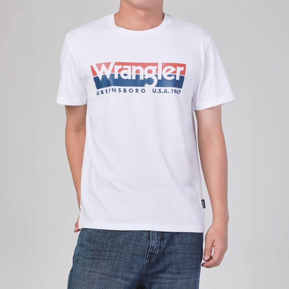 WRANGLER เสื้อยืดแขนสั้นผู้ชาย รุ่น WR F124MTSSF22 สีขาว