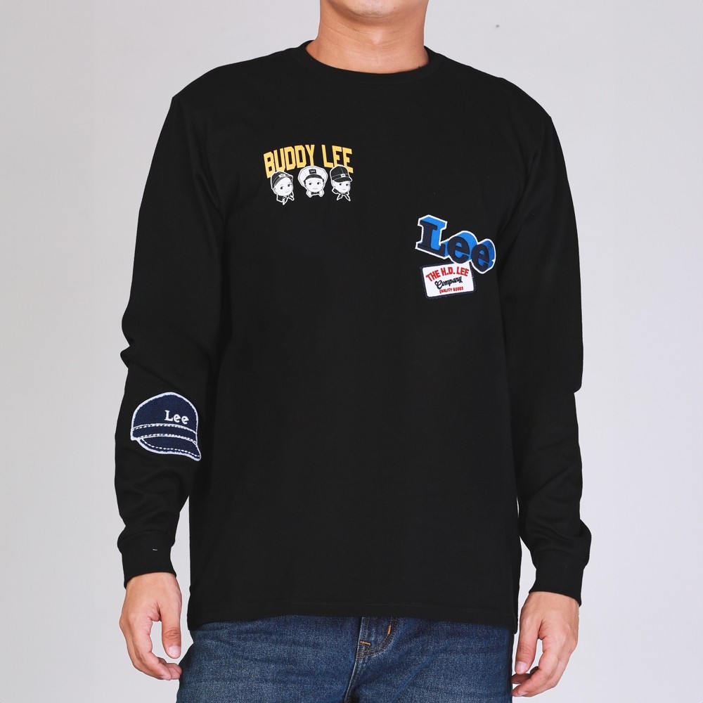 LEE เสื้อยืดแขนยาวผู้ชาย คอลเลคชั่น Buddy Lee Comfort รุ่น LE F124MTSLN12 สีดำ
