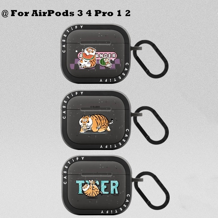 Casetify Bu2ma Tiger สําหรับ AirPods 3 4 Pro 1 2 AirPods4 หูฟังบลูทูธ Bounce Full Body กันกระแทกป้องกันหูฟัง