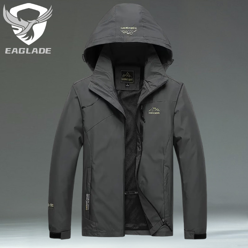 Eaglade ขี่มอเตอร์ไซค์ Bomber Rider Jacket เสื้อกันลมกันน้ําสําหรับผู้ชายกันรอยขีดข่วน 1898 สีเทาเข้ม E05