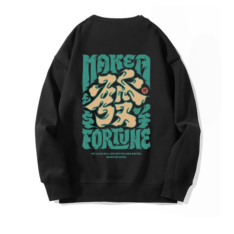 （พร้อมส่งจากกรุงเทพ） เสื้อกันหนาวแขนยาว เสื้อยืดคอกลมพิมพ์ลาย เสื้อเชิ้ตลำลองทรงหลวมใส่สบาย  Chinese New Year M-XXXL