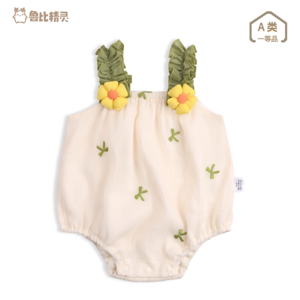 Class A Maother Infant Girls Sling Gauze Princess Clothes Cute Baby Clothes Summer Western Style Princess Sleeve One- Piece Triangle Ha
