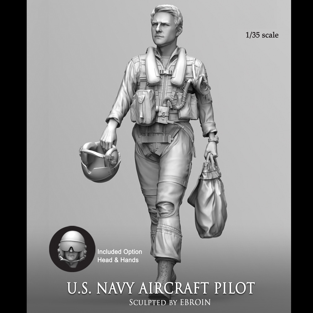 1/35 US NAVY AIRCRAFT PILOT สองหัว ทหารฟิกเกอร์โมเดลเรซิ่น GK ธีมทหาร ชุดประกอบและไม่ได้ทาสี