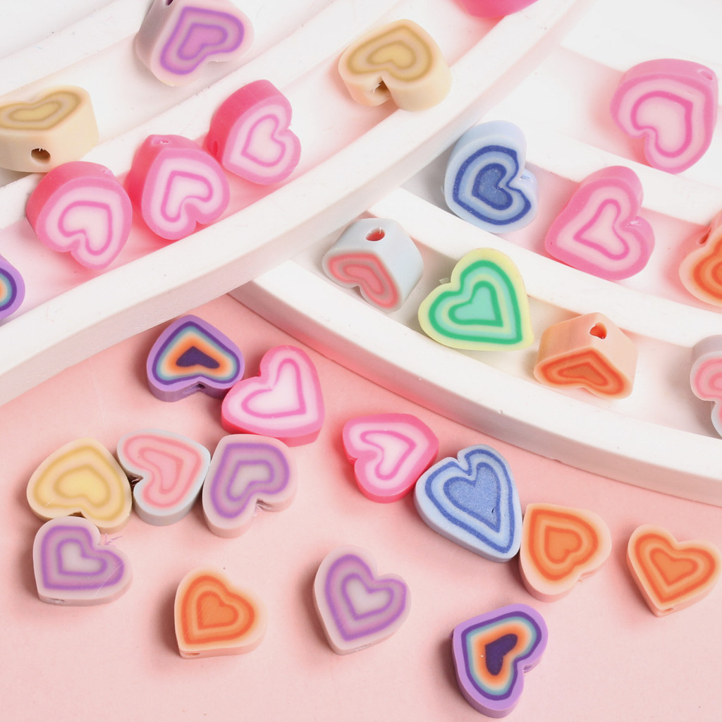 20 ชิ้น Soft Clay ลูกปัดหลวมดอกไม้ช้างหัวใจจี้ DIY สําหรับเครื่องประดับทําสร้อยคอสร้อยข้อมือ Handmade วัสดุอุปกรณ์เสริม