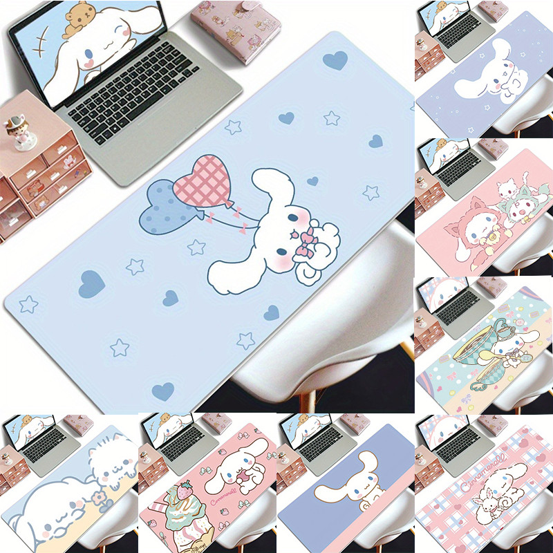 Sanrio Cinnamoroll Mousepad Gaming Office Desk Pads ขนาดใหญ่สําหรับคอมพิวเตอร์ลื่น Lockedge แผ่นรองเมาส์