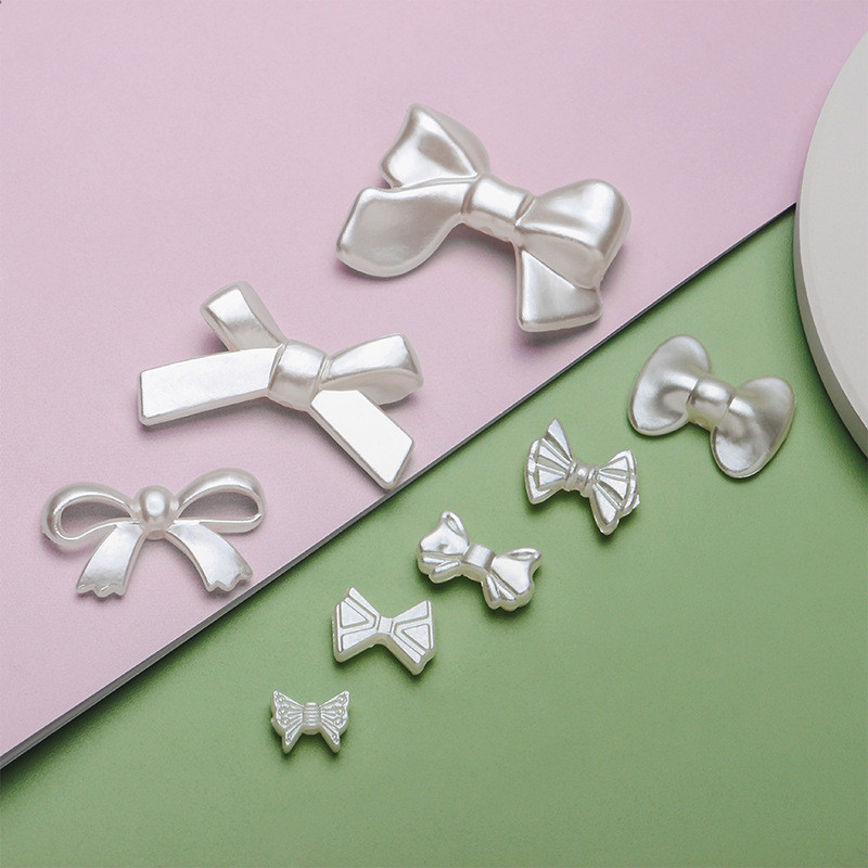 20ชิ้นที่มีหลุม หน้าท้อง ริบบิ้นโบว์ลูกปัดเลียนแบบมุกอะคริลิ ทําเอง สร้อยคอต่างหูอุปกรณ์เสริมเครื่องประดับทําวัสดุที่ทําด้วยมือ