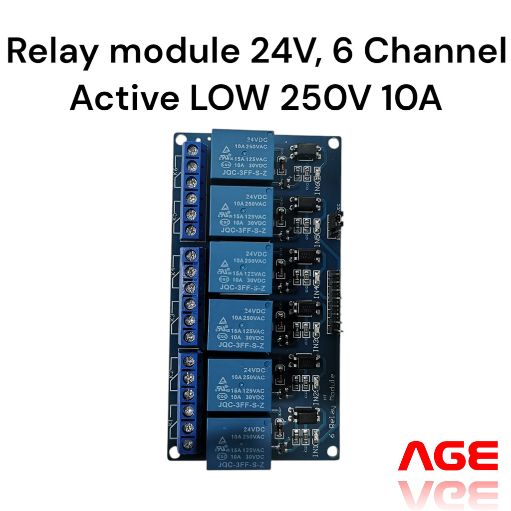 Relay module 5V , 6 Channel Active LOW 250V 10A