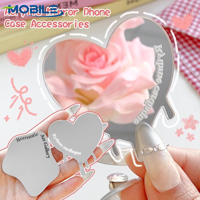 สติ๊กเกอร์ติดกระจกหลังมือถือ-กระจกอะคริลิคเคสโทรศัพท์ตกแต่ง-กาวในตัวแต่งหน้ากระจก-ผิดปกติรักรูปร่างกระจก-หรูหรา,แบบพกพา-ทําเองอุปกรณ์โทรศัพท์มื