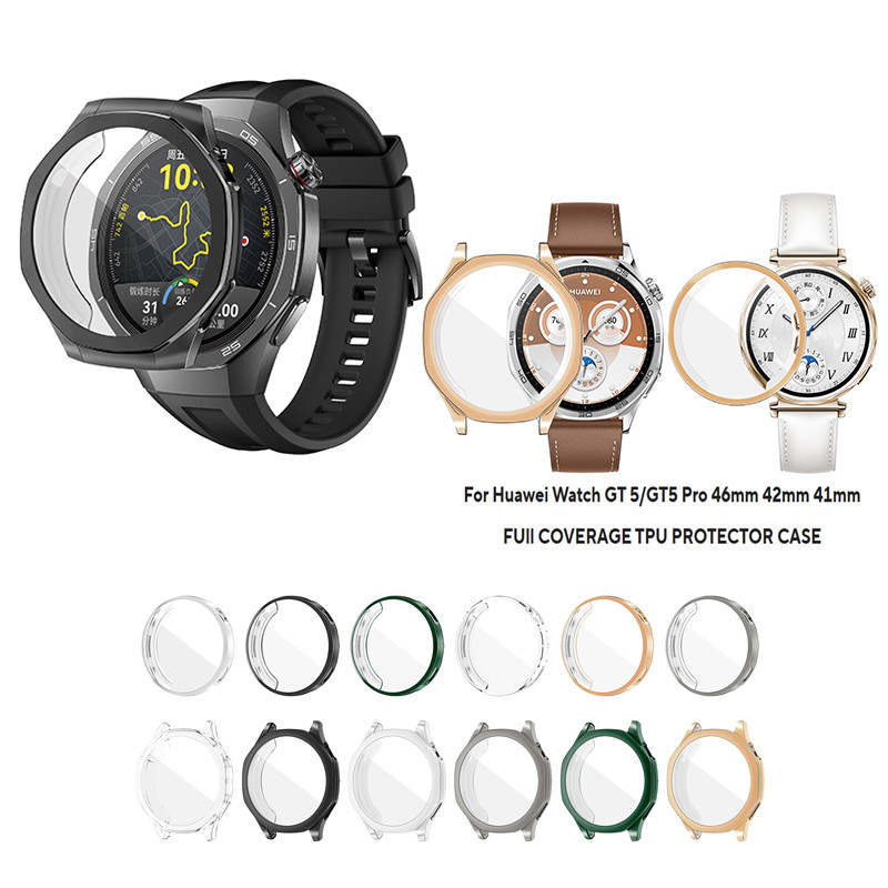 นุ่มสําหรับ Huawei Watch GT 5/GT5 Pro 46 มม.41 มม.ป้องกันหน้าจอ TPU All-Around ป้องกันกันชนฝาครอบ