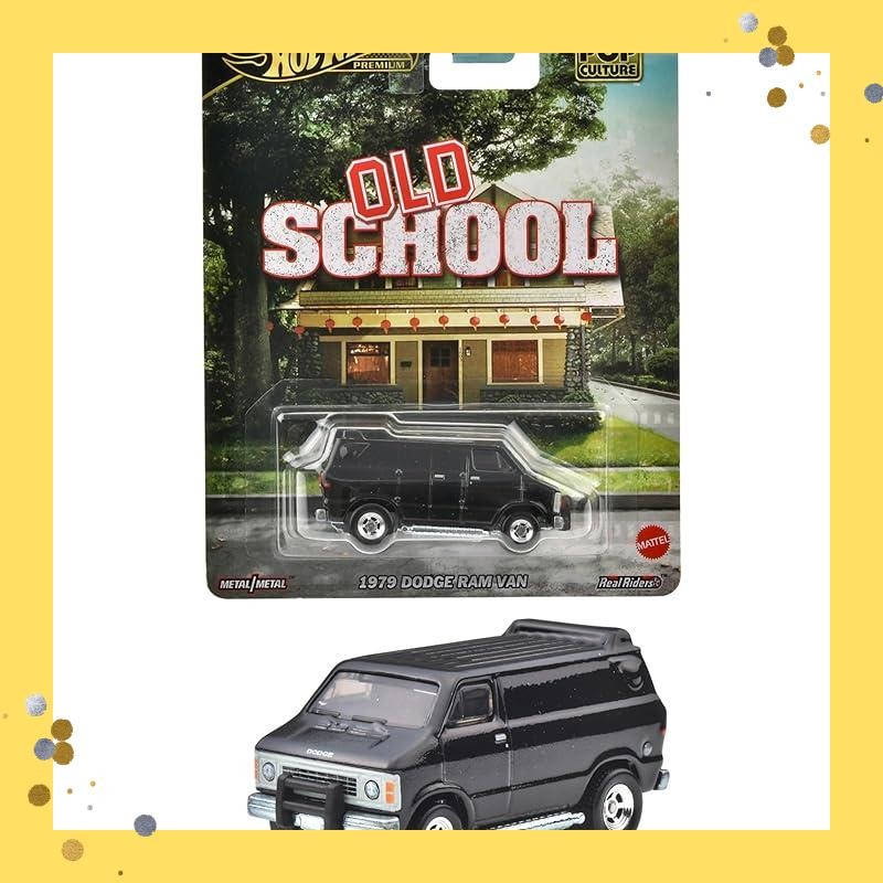 Hot Wheels Pop Culture 1979 Dodge Ram Van - Old School Van Ride-on Toys Minicar from 3 years old Bla