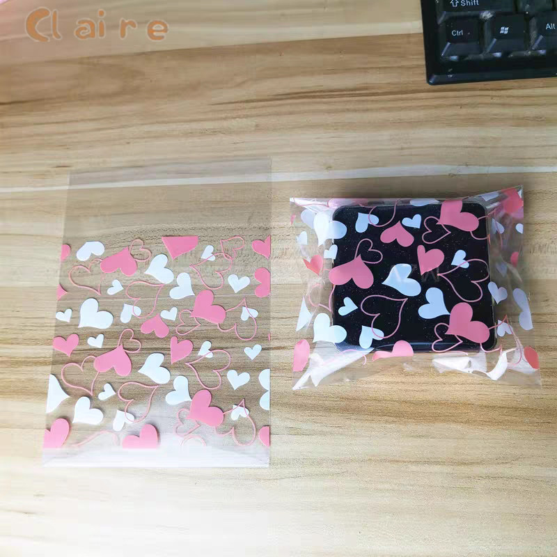 🏡ถุงคุกกี้ ถุงฝากาว ใส่ขนม ถุงซีลขนม ขนาด 7x7+3cm ลายการ์ตูน 100 ใบ Claire