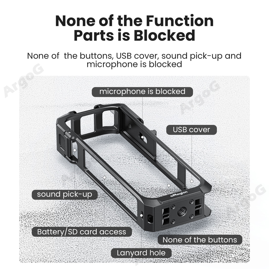 aMagisn กรอบโลหะ สำหรับ Insta360 X5 เคสอลูมิเนียมอัลลอย ป้องกันกล้อง พร้อม Cold Shoe และระบบถอดเร็ว อุปกรณ์เสริม Insta360 X5 - รูปที่ 4