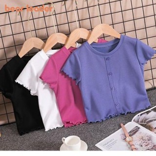 หมีผู้นําฤดูร้อนใหม่แขนสั้นสาวเสื้อผ้าเวอร์ชั่นเกาหลีสีทึบเส…