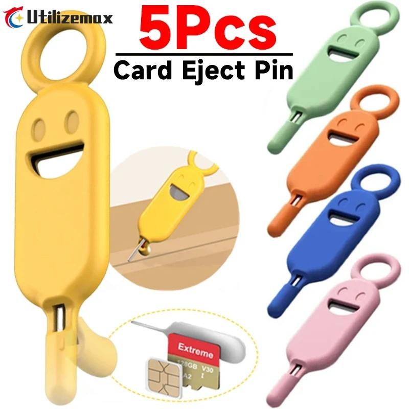 1/3/5 ชิ้น 2 ใน 1 ซิมการ์ด Removal เข็ม Pin Protector ฝาครอบ - Anti-Lost โทรศัพท์การ์ดเก็บพวงกุญแจ Pendent