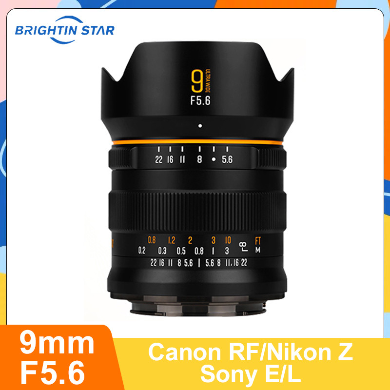 Brightin Star 9mm F5.6 คู่มือ MF Full Frame Ultra-มุมกว้างเลนส์กล้องสําหรับ Canon RF Nikon Z Sony EL