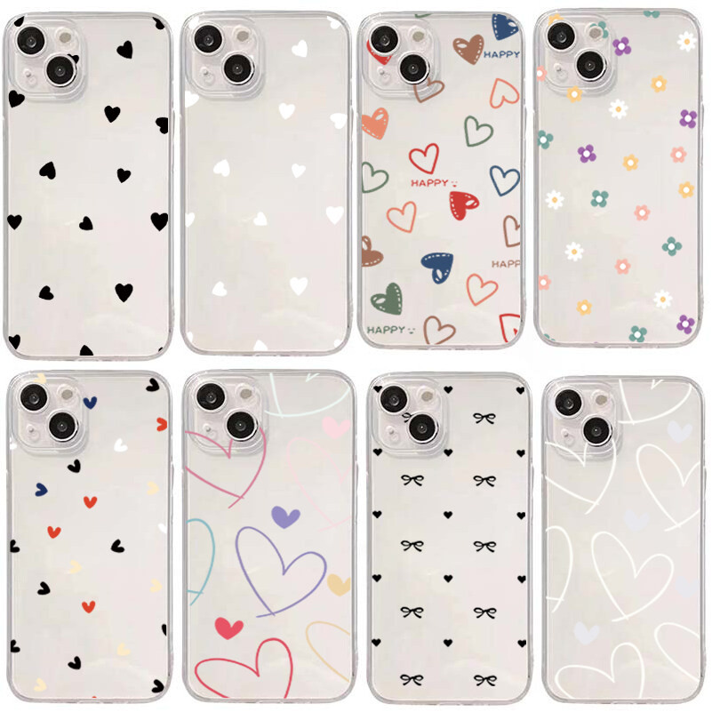 SAMSUNG สําหรับSamsung Galaxy A56 A55 A14 A15 A06 A16 A05 A32 A23 A12 M12 A13 A54 5Gปลอกโทรศัพท์Clear Love Heartคู่นุ่ม