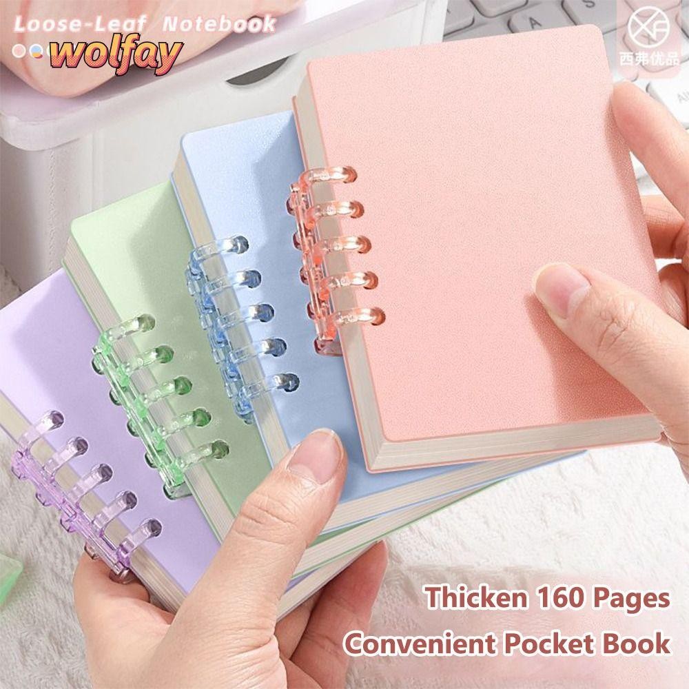 สมุดพกพา WOLFAY, สมุดโน๊ตขนาดเล็ก A7 80Sheeps, หน้าด้านในแนวแนวนอน ของขวัญสมุดจดบันทึกสี่เหลี่ยมแบบหลวม