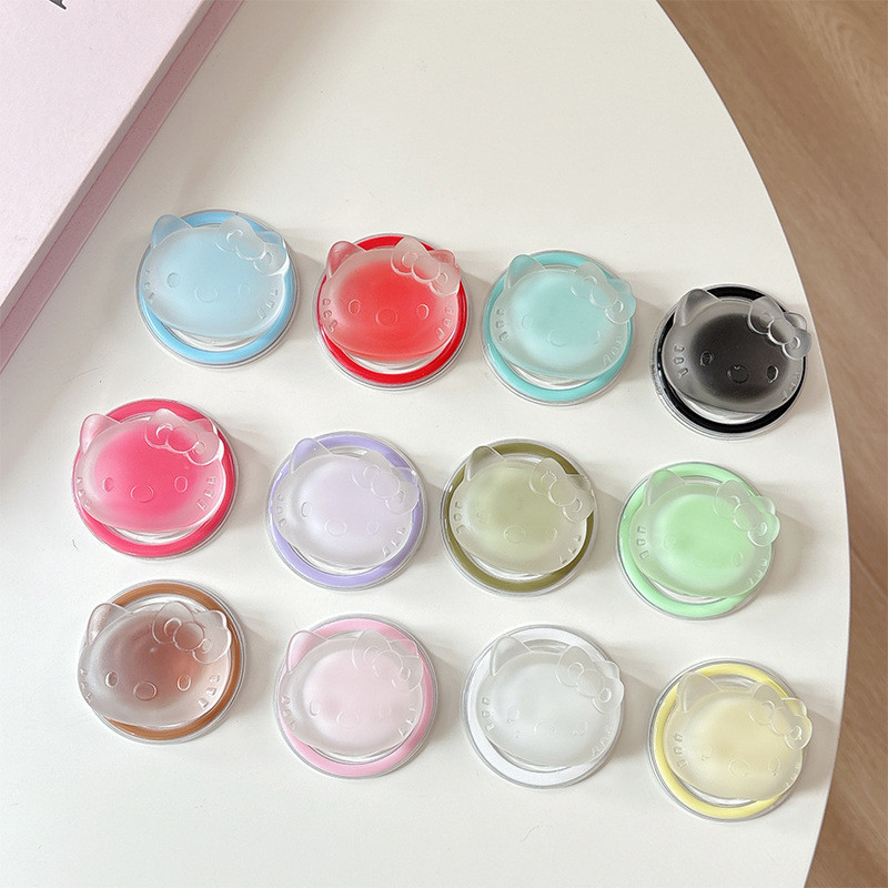 Clear KT Cat รอบสีแม่เหล็กที่วางโทรศัพท์สําหรับ IPhone 16 15 14 13 12 Pro Max 14 Plus พับ Pop แหวน Grip ยืดโต๊ะขาตั้ง P5