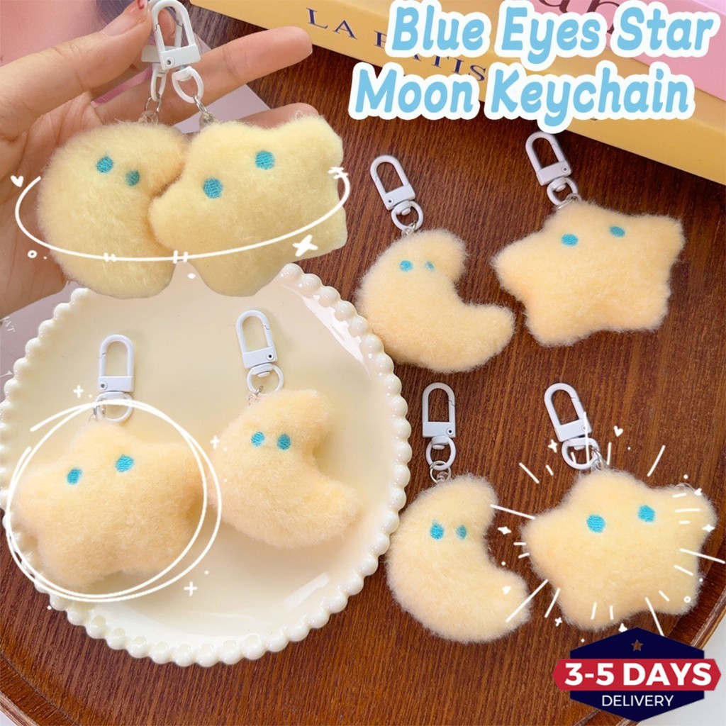 [3-5 วันมาถึง]พวงกุญแจจี้ดวงจันทร์ดาวที่เกิดไม่ได้-การออกแบบตาสีฟ้าในตํานาน,เสน่ห์กระเป๋าตุ๊กตาพรีเมี่ยมสําหรับวัยรุ่น/คนรักของขว