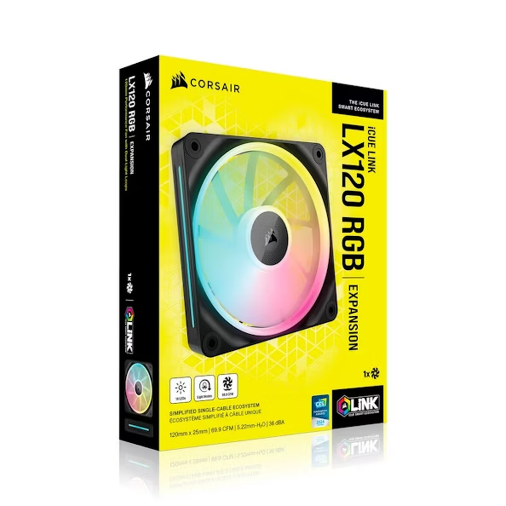 CORSAIR iCUE LINK LX120 RGB Black 1x120mm Expansion Pack PWM Single Fan (CO-9051025-WW)
