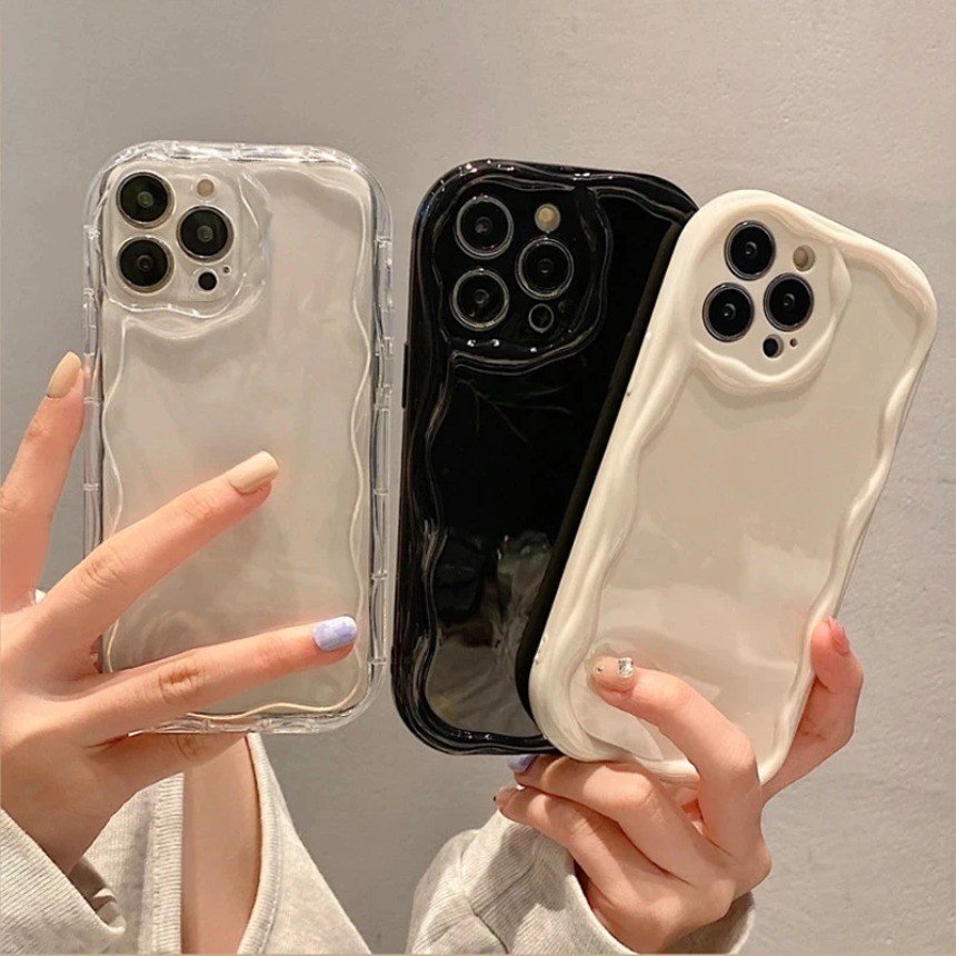 รูปแบบคลื่นสีทึบครีมสําหรับVivo V40 V30 V29 V27 V25 V23 V20 Pro V50 V50E V40 V30 V50 Lite V40 SE V30E V29E V27E V25E V23E V23E V23E V23E V23E V23E V23E V23E V23E V23Eโปร่งใสคู่กันกระแทกโปร่งใสทน