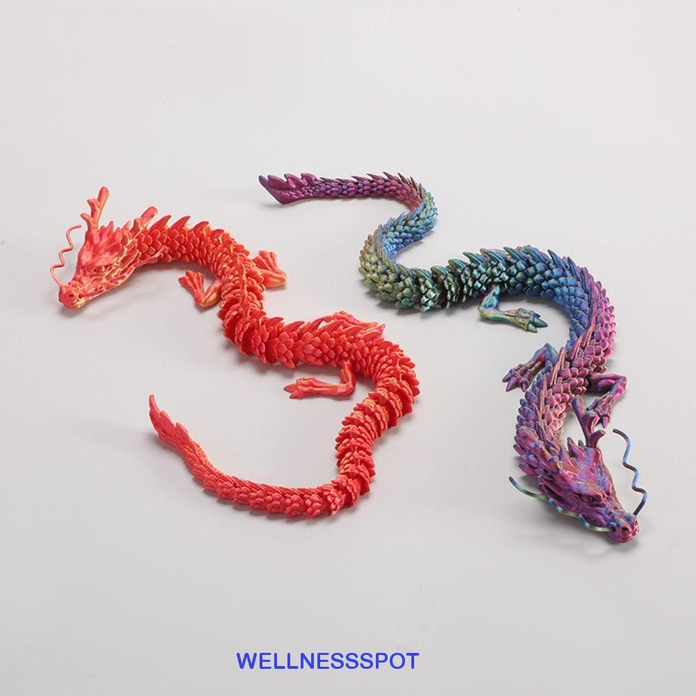 WELLNESSSPOT เครื่องประดับมังกรจําลอง, ของเล่นมังกรพิมพ์ 3D เหมือนจริงหลากสี, นักษัตรจีนปีงู PLA ยืดหยุ่น 30/45 ซม. โมเดลจําลองสัตว์คริสต์มาส