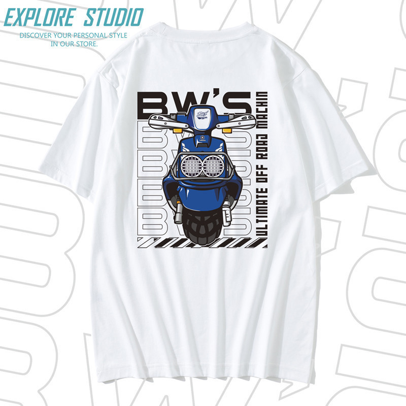 ใหม่ Attitude Yamaha Mounn Leaf Duck BWs100 ที่ระลึกรอบสนุกการ์ตูนแขนสั้นรอบคอ Cal พิมพ์เสื้อยืดSize