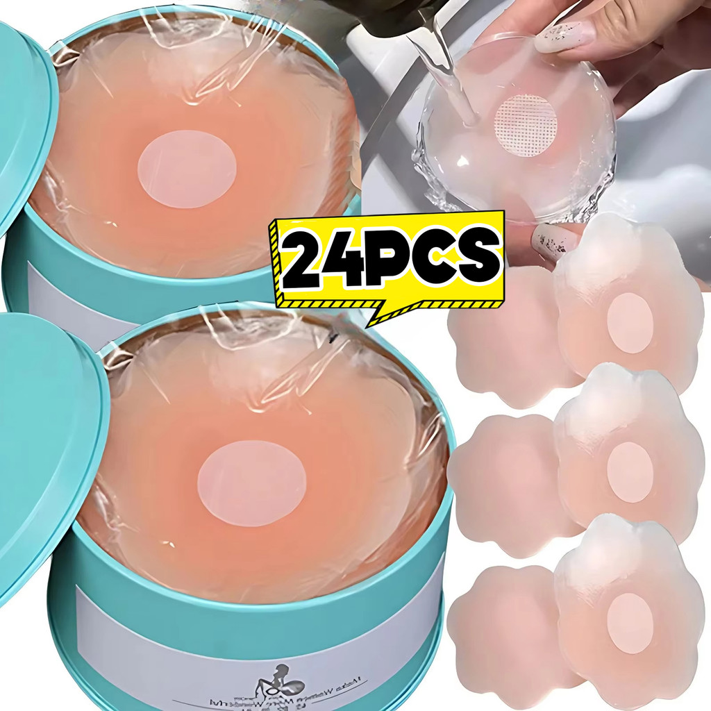 ที่ครอบหัวนมซิลิโคน ขนาด 6.5 ซม., กันน้ำสำหรับชุดว่ายน้ำ แพ็ก 6 ชิ้น/กล่อง สะดวกพกพา