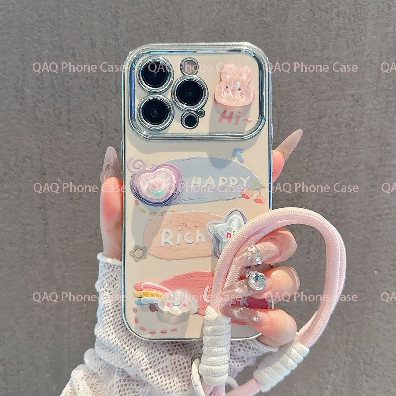 OPPO A54/A53/A16/A58/A74/A95/Reno5/A57/A55/A77S 3D Anti-Fall Soft Strap Case สําหรับ XPDP6D015