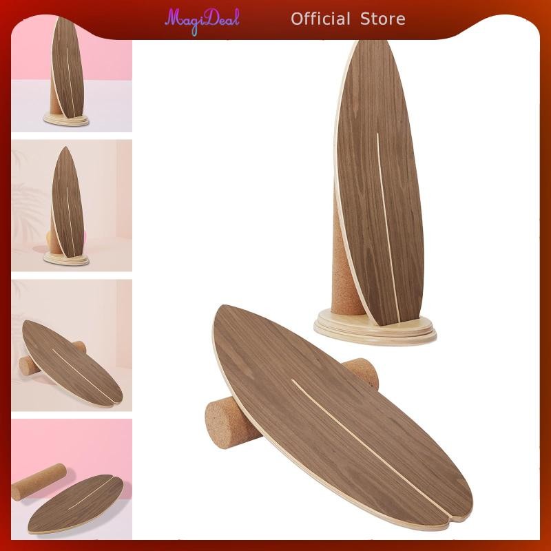MagiDeal Balance Board Trainer เล่นสกีออกกําลังกาย Office Core กระดานสมดุลไม้