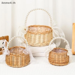 [ikn] Willow หวายสีเหลืองตะกร้าจัดดอกไม้ตะกร้าสานแข็งแรงขนาดเล็กตะกร้าหวายแฮนด์เมด [TH]