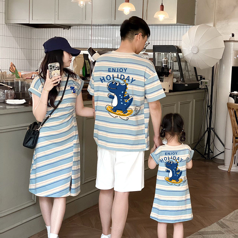 ชุดพ่อแม่ลูกแขนสั้นฤดูร้อน, ชุดแม่ลูก, ครอบครัวสามวันหยุด, ชุดคู่รัก, ผู้ปกครอง-จิ