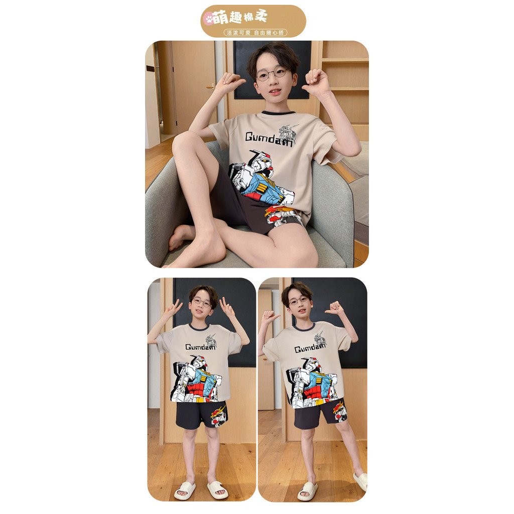 ชุดนอนเด็กชาย ชุดนอนเด็ก ชุดนอนฤดูร้อนแบบบาง ฤดูร้อนสำหรับเด็กชายใหญ่ ชุดนอนฤดูร้อนสำหรับนักเรียนชาย การ์ตูน - รูปที่ 6