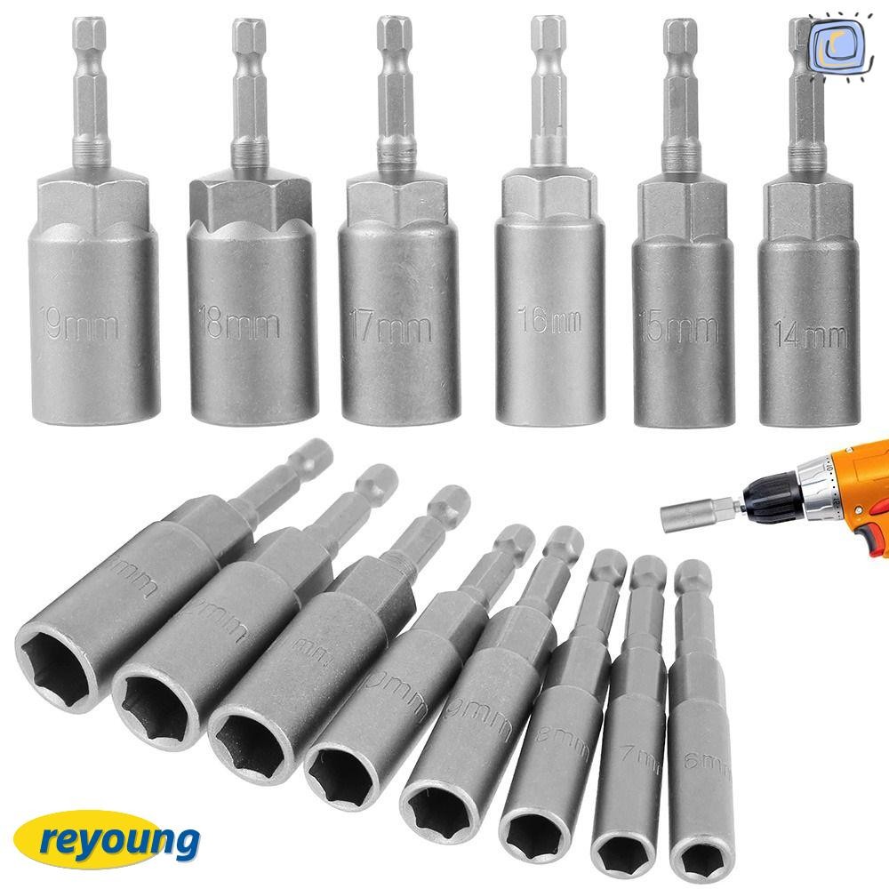 REYOUNG 1 ชิ้น Hex Socket, 5.5-19 มม.ไขควงน็อตแม่เหล็ก Key เจาะอะแดปเตอร์ Bit, Pneumatic เครื่องมืออ