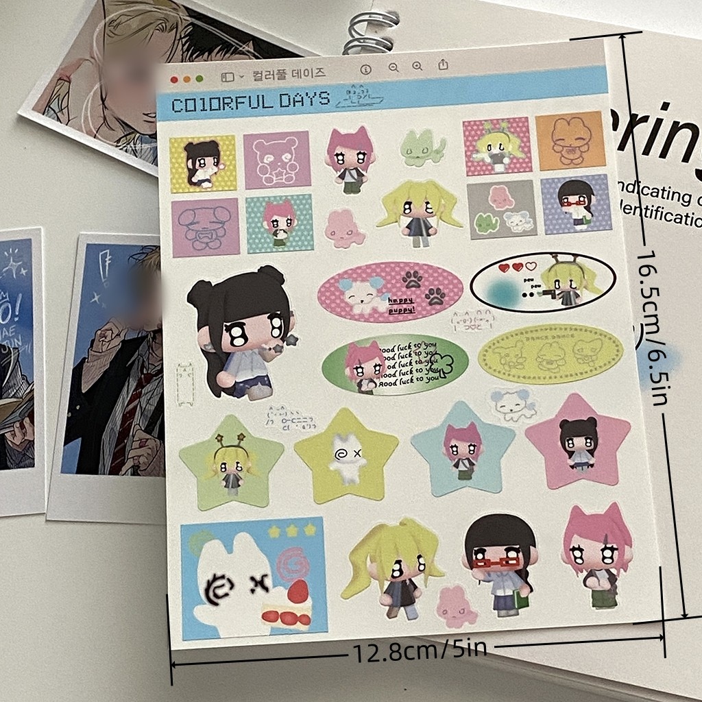 สตีฟ 2 ชิ้นชุดการ์ตูนน่ารักอะนิเมะแมวสาววารสาร เดคโค สติกเกอร์