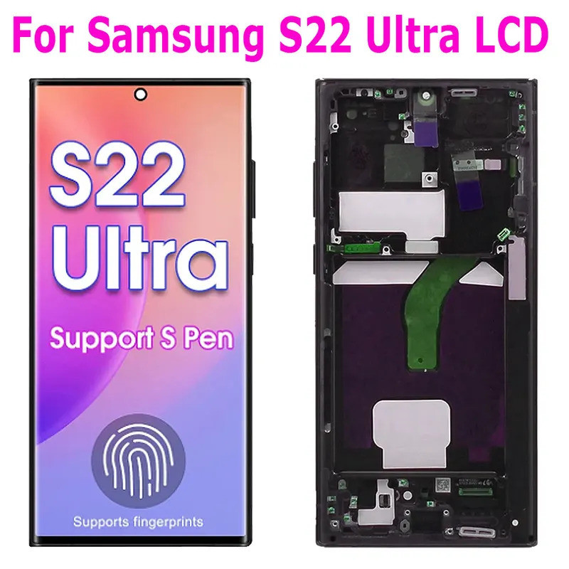 S22 Ultra Super AMOLED หน้าจอสําหรับ Samsung Galaxy S22 Ultra 5G S908B S908B/DS จอแสดงผล Lcd หน้าจอส