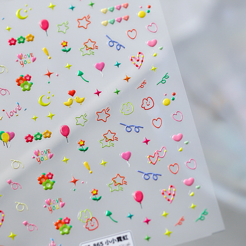 [Meow.sensei] Tensor สามมิติ5D สติกเกอร์ติดเล็บบางกาวติดเล็บอุปกรณ์เสริมนีออนขนาดเล็ก ts865