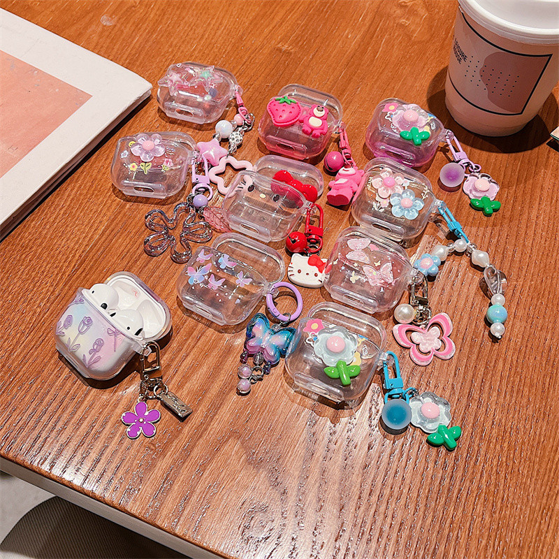 สําหรับ GOOJODOQ J227 เคส Case เคสหูฟัง สีสันไล่ระดับสี DIY บุคลิกภาพดอกไม้สร้อยข้อมือผีเสื้อ