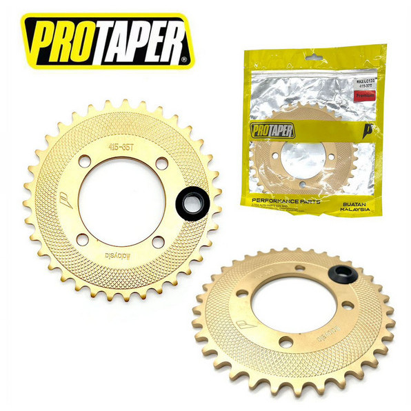 CP2-V2 [ GOLD ] PROTAPER RACING CNC 415H SPROCKET พร้อม PU RING * 4HOLE * 27T-39T * LC135 / RXZ 135 
