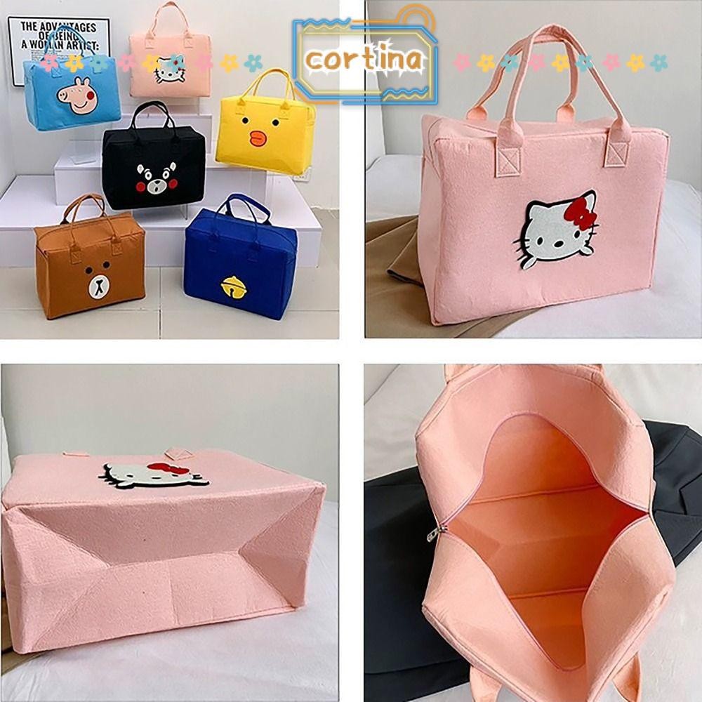 Cortina Felt Travel Bag, การ ์ ตูนพิมพ ์ กระเป ๋ าเดินทางแบบพกพากระเป ๋ าถืออาหารกลางวัน , ทนทานความจุขนาดใหญ ่ Tote กระเป ๋ านักเรียน