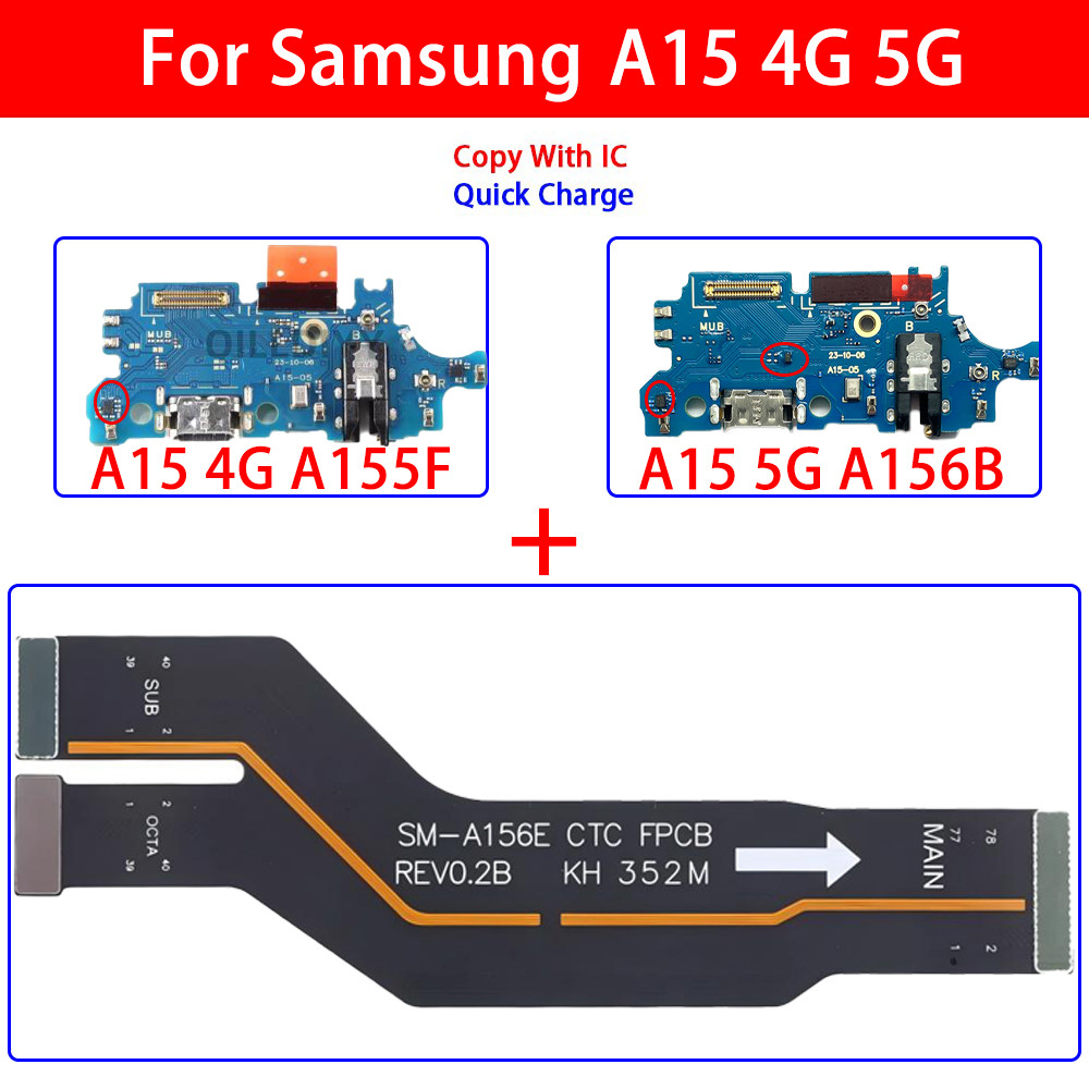 ตูดชาร์จ เมนบอร์ดเชื่อมต่อ สําหรับ Samsung Galaxy A15 4G 5G A156E A155F A156B