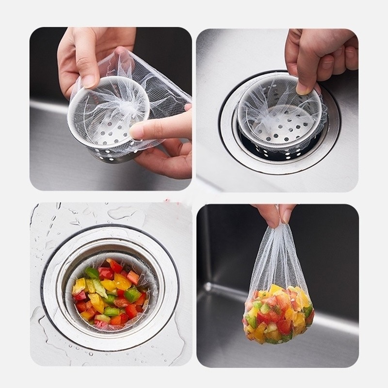 ตาข่ายกรองเศษอาหาร ถุงตาข่ายกรองเศษอาหารใช้แล้วทิ้ง ถุงกรองอ่างล้างจาน สำหรับซิงค์ล้างจาน จับเศษอาหารทั้งหมด แพ็ค100ชิ้น - รูปที่ 6