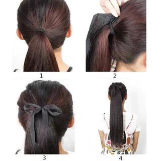 ธรรมชาติ แฮร์พีชหางม้า ผมตรง นิ่ม สวย ยาว 50 ซม หนาพิเศษ 150G หางม้าตรง 45/55/65cm ไหมนุ่มสวย