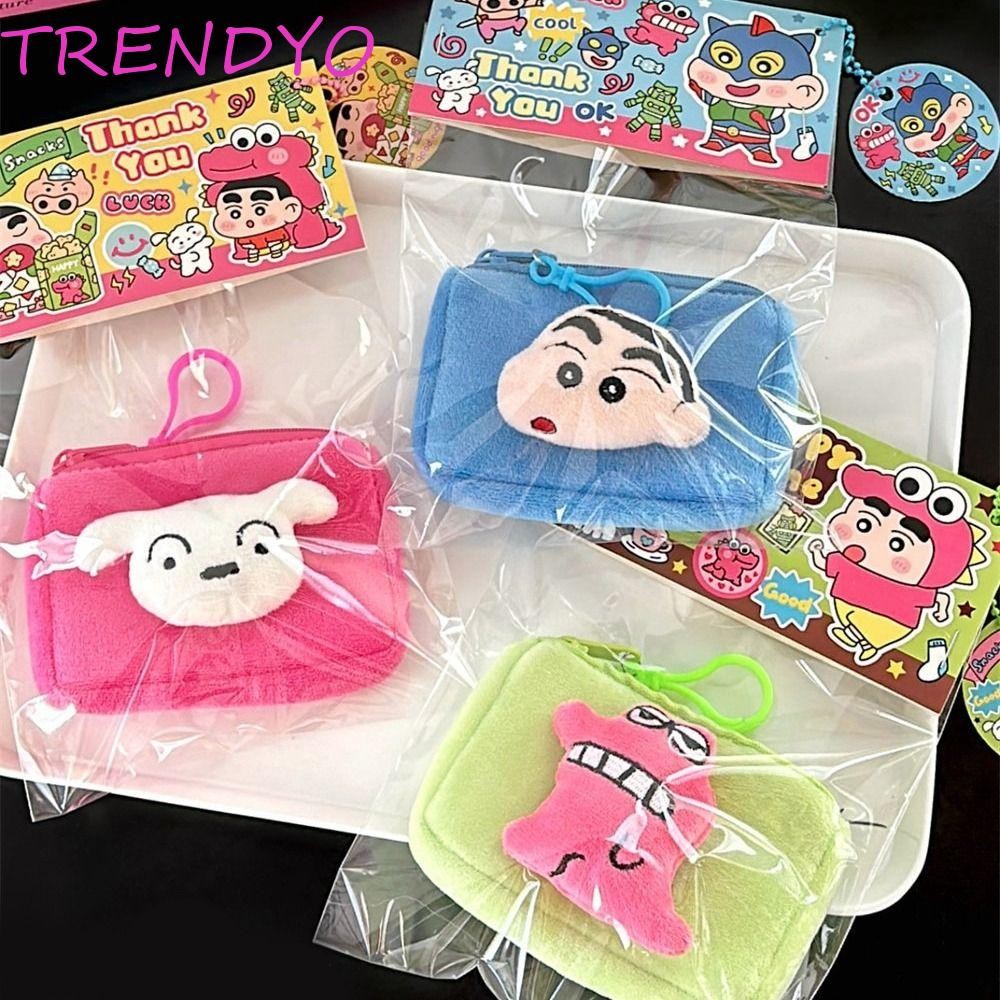 Trendyo กระเป๋าเครยอนชินจัง, กระเป๋าใส่เหรียญตุ๊กตาทรงกลมน่ารัก, กระเป๋าเก็บจิปาถะซิปผู้ถือบัตรมินิเปลี่ยนถุงเก็บของขวัญ