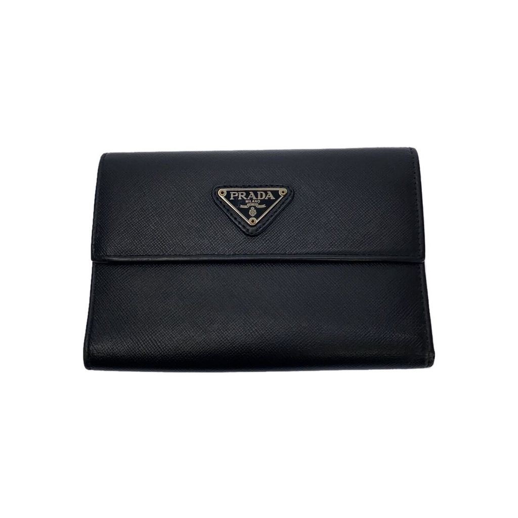 PRADA fold wallet 2 nylon BLK Saffiano Direct from Japan Secondhand