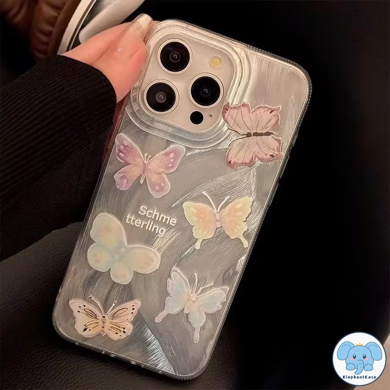 แฟชั่นผีเสื้อน่ารักเข้ากันได้เคสไอโฟน 11 16 15 13 12 14 Pro Max XR 16 14 15 7 8 Plus XS MAX X SE 2020 ดอกไม้สีสันหวานเคส