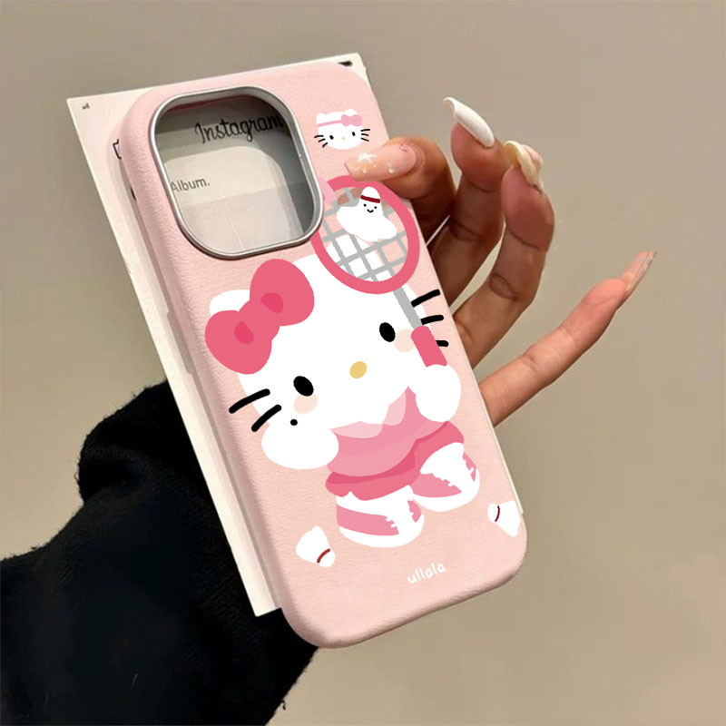 SAMSUNG สําหรับsamsung S24 S23 A22 A21 S20FE Plus Ultra A11 A21s A73 A72 กีฬาHello Kittyธรรมดาหนังรูปแบบเลนส์ชุบกรอบเคสโทรศัพท์ปกอ่อน
