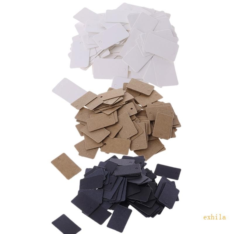 Exhila 100 ชิ้นกระดาษคราฟท์การ์ดแขวนแท็กเครื่องประดับป้ายแท็กหัตถกรรมตกแต่ง 2x3 3 ซม.