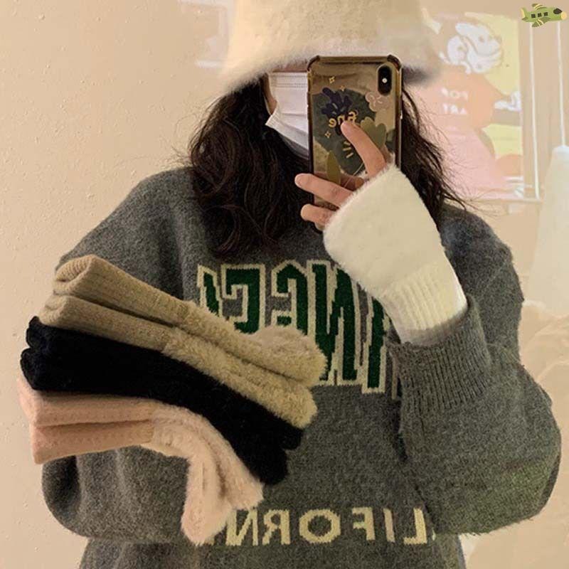 [UNC] ฤดูหนาว Mittens สําหรับผู้หญิงถุงมืออุ่นตุ๊กตาน่ารักถุงมือ Fingerless Thicken Warm Mitten ถุงมือทํางานครึ่งนิ้ว TH